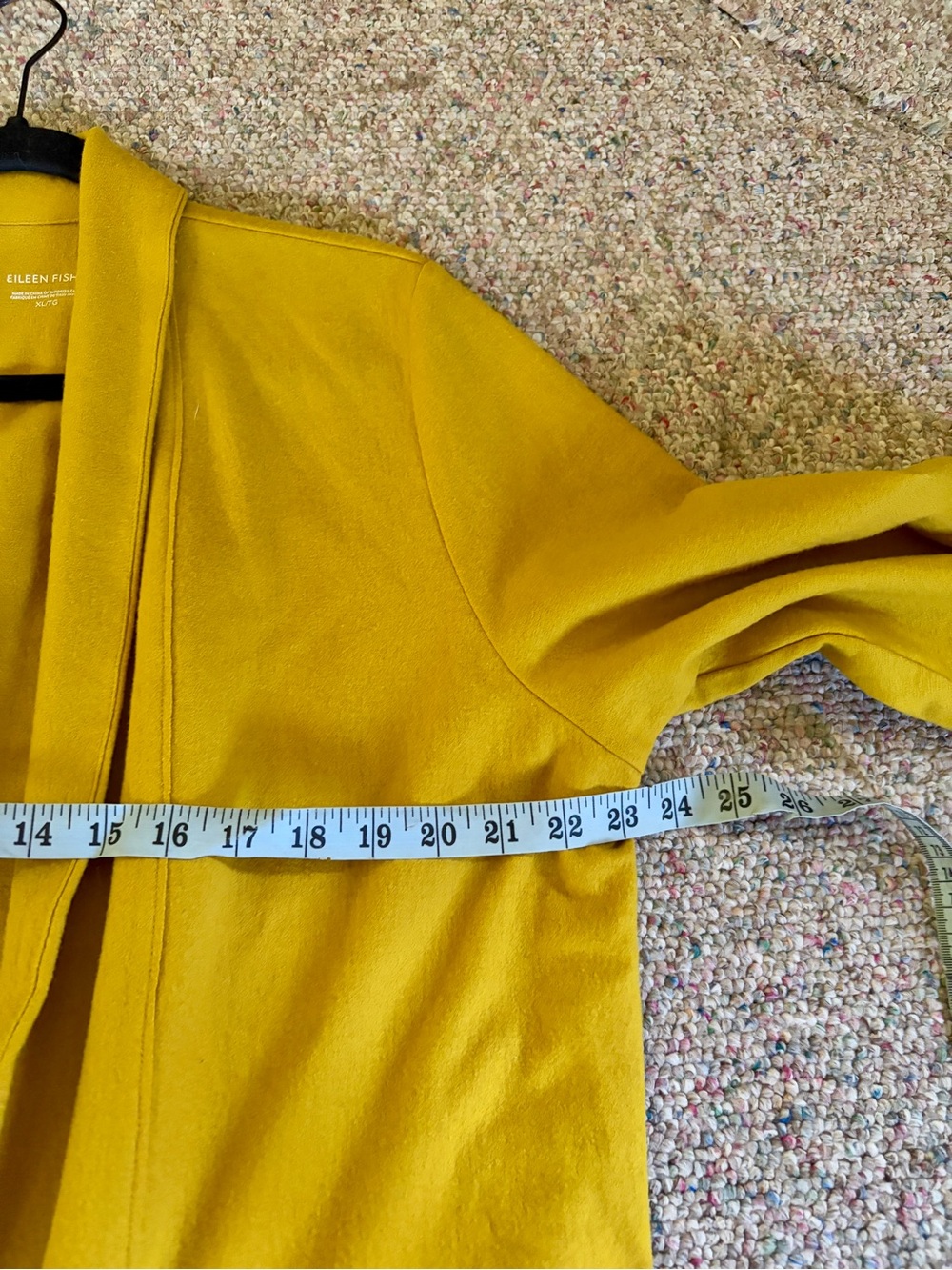 EILEEN FISHER Boiled Wool Shawl Collar Long Jacket Blazer Mustard - Picture 6 of 9